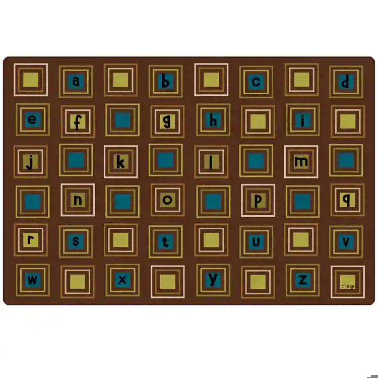 Literacy Squares Classroom Rug, Nature's Colors, Rectangle 6' x 9'