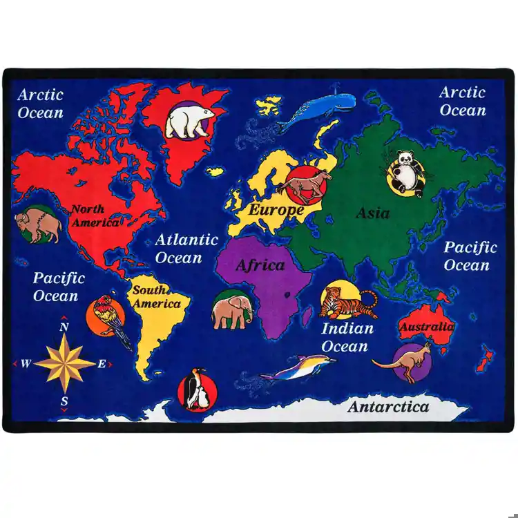 World Explorer Classroom Rug, Rectangle 5'10" x 8'4"