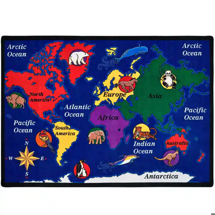 World Explorer Classroom Rug, Rectangle 8'4" x 11'8"