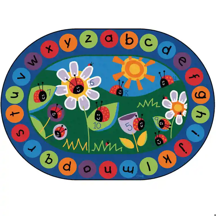 Ladybug Circletime Classroom Rug, Oval 6'9" x 9'5"