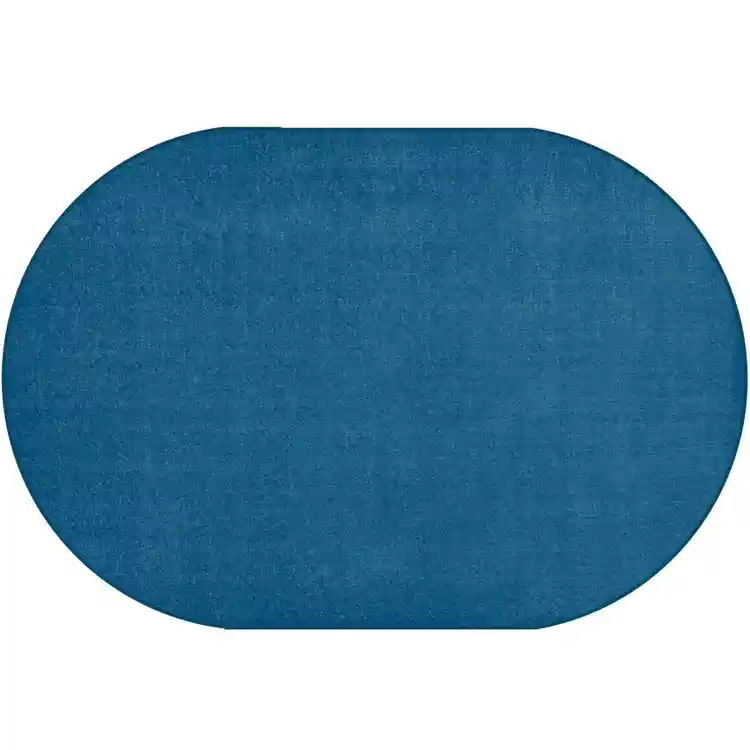 Mt. St. Helens Solid Color Classroom Carpet Collection, Marine Blue, Oval 6' x 9'