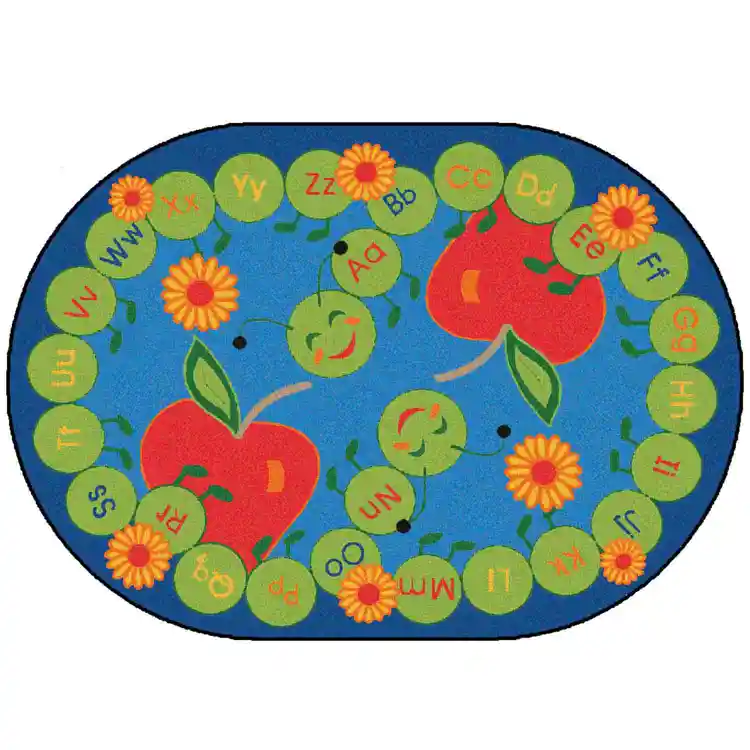 ABC Caterpillar Classroom Rug, Oval 8'3" x 11'8"