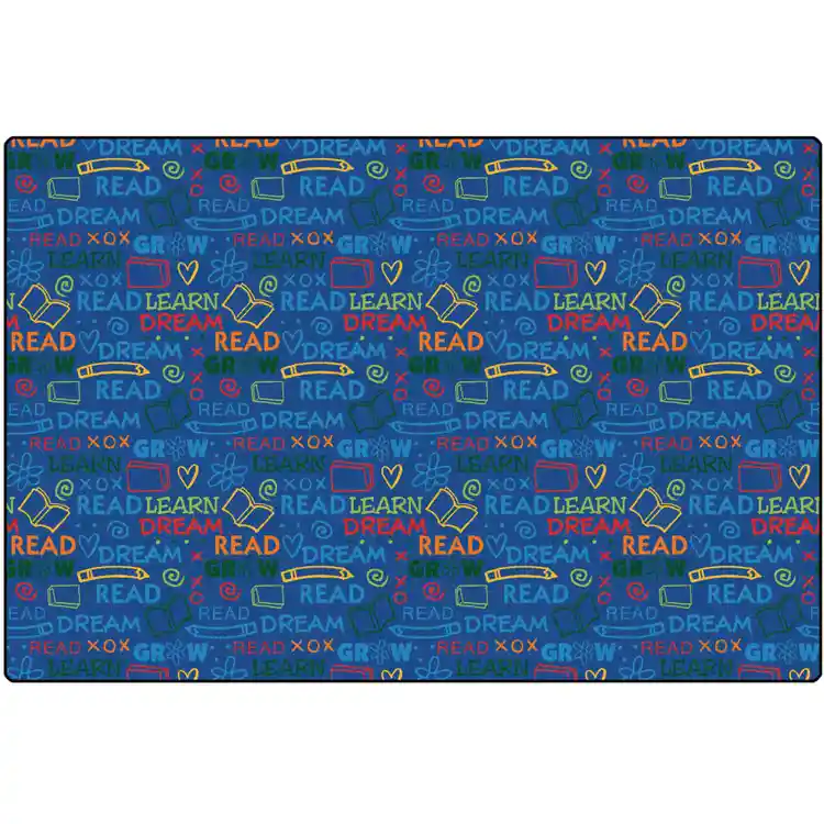 Read to Dream Pattern Classroom Rug, Rectangle 4' x 6'