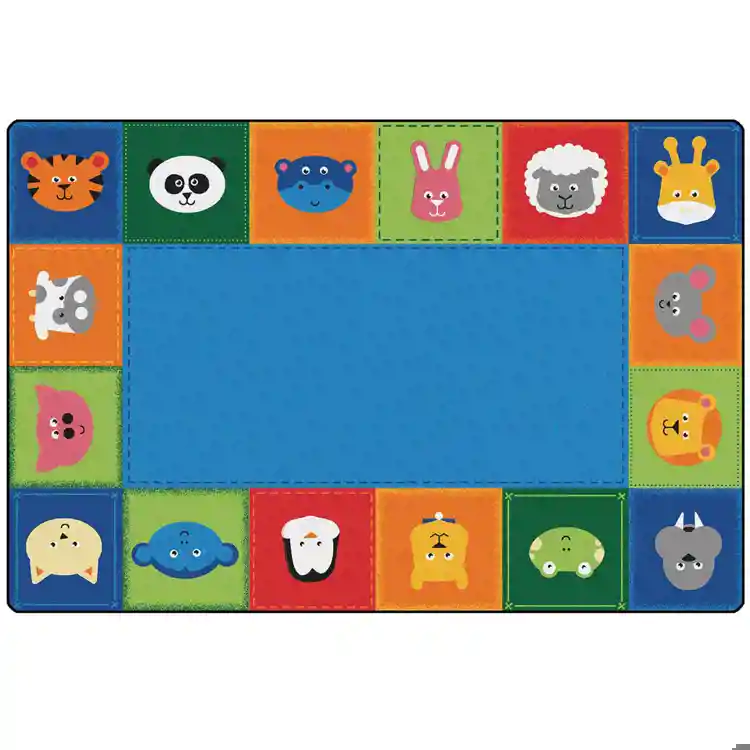 KIDSoft Baby Animals Border Rug Primary Colors 4x6