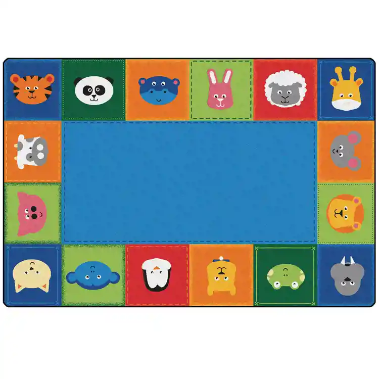 KIDSoft Baby Animals Border Rug Primary Colors 8x12