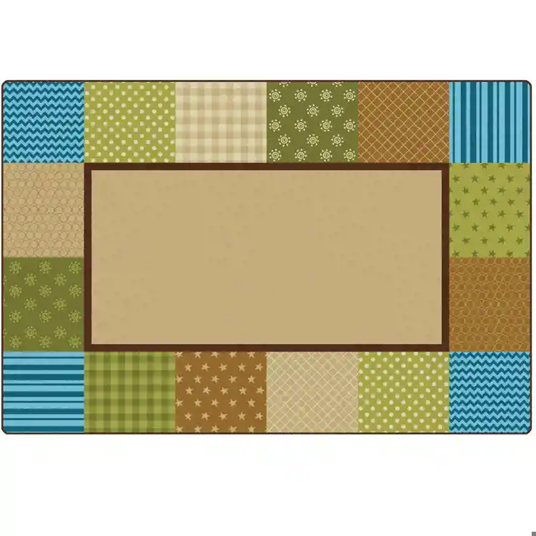 KIDSoft™ Pattern Blocks Rug, Nature's Colors, Rectangle 6' x 9'