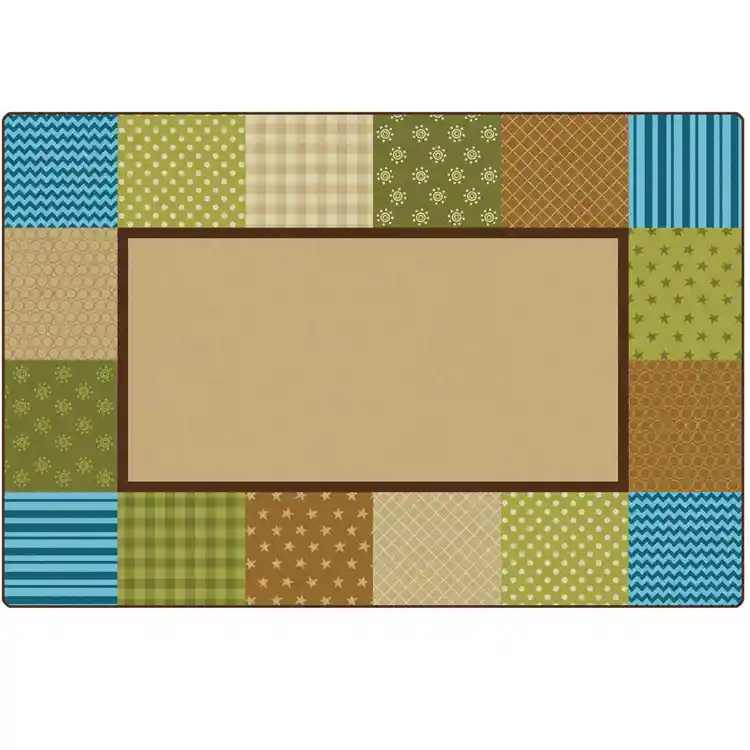 KIDSoft™ Pattern Blocks Rug, Nature's Colors, Rectangle 8' x 12'