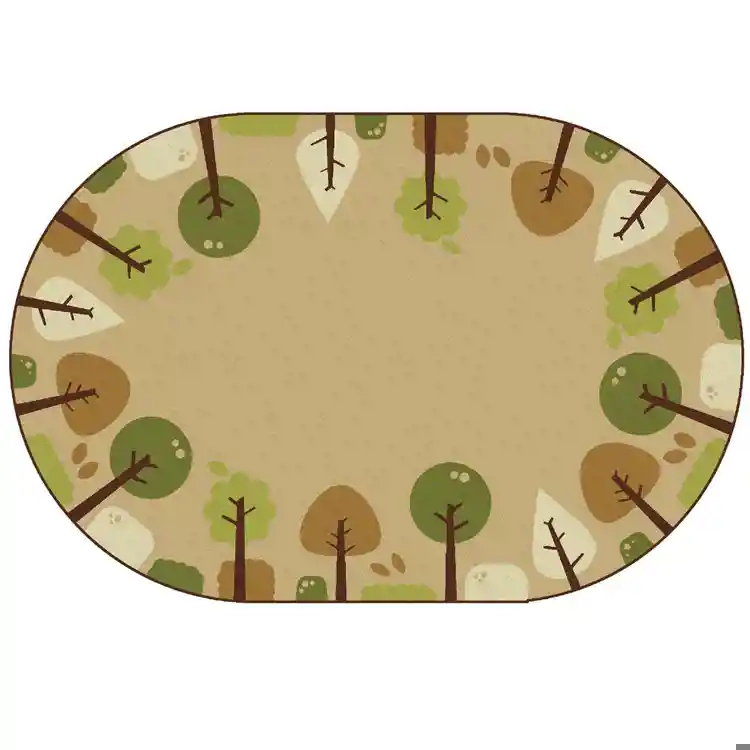 KIDSoft™ Tranquil Trees Rug, Tan, Oval 4' x 6'