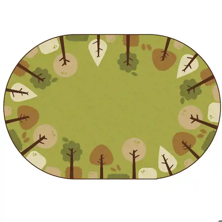 KIDSoft™ Tranquil Trees Rug, Green, Oval 4' x 6'