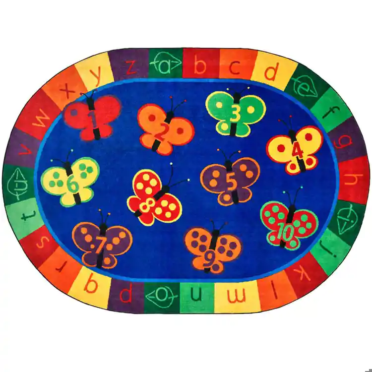 KIDSoft™ 123 ABC Butterfly Classroom Rug, Oval 3'10" x 5'5"