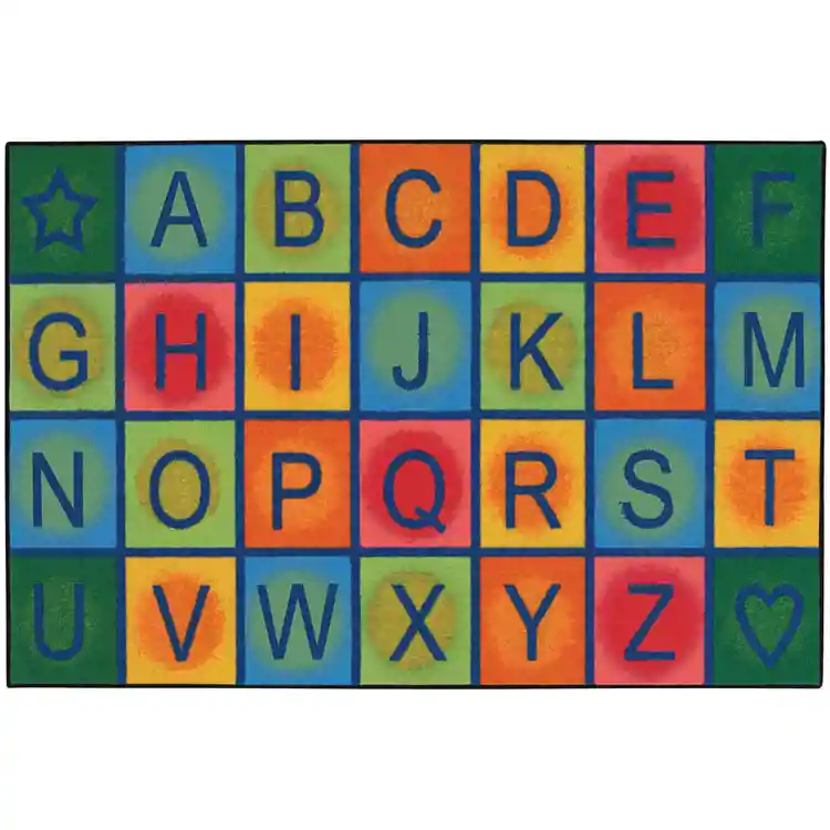 KID$ Value Classroom Rugs™, Simple Alphabet Blocks, Rectangle 3' x 4'6"