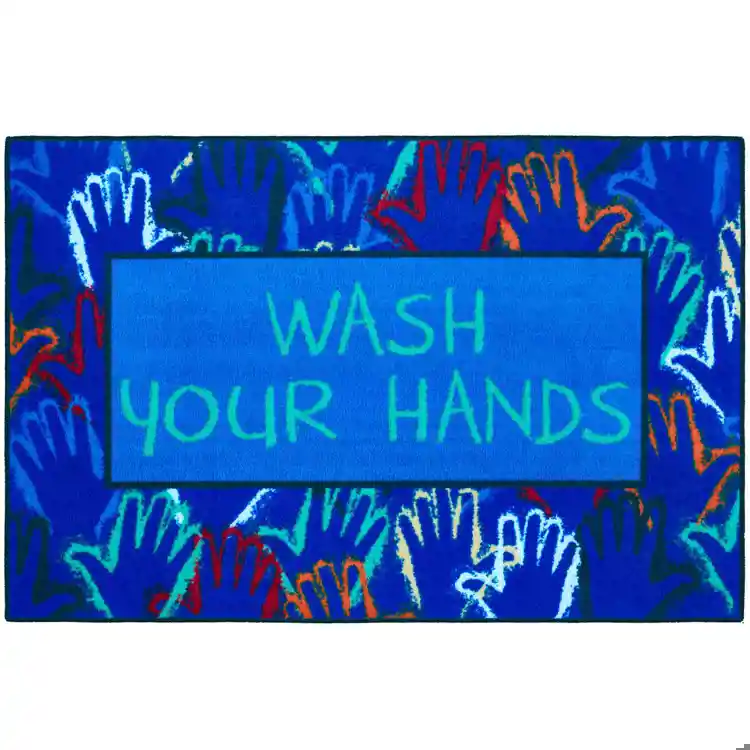 Healthy Habits Collection™ Wash Your Hands Mat, Rectangle 3' x 4' 6"