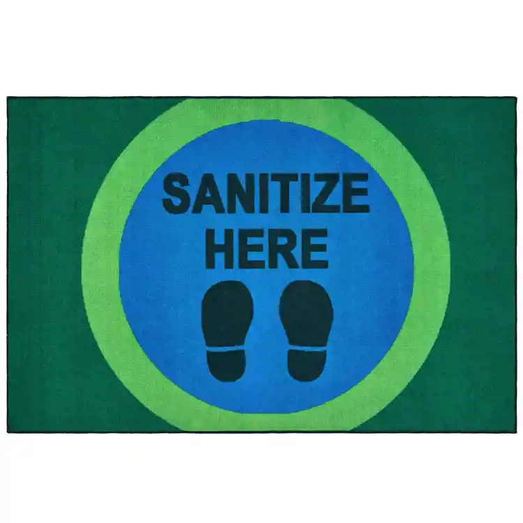 Healthy Habits Collection Sanitize Here Dot Mat, Rectangle 3' x 4' 6"