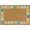 KID$ Value Classroom Rug™, Alphabet Blocks Border Rectangle 3'x4'6" Brown