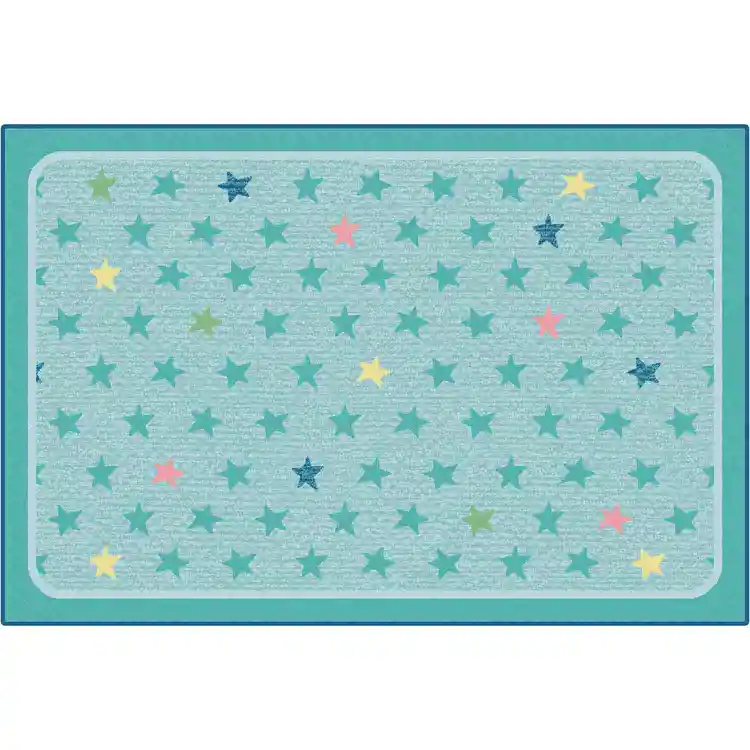 KID$ Value Classroom Rugs™, Super Stars, Rectangle 3' x 4' 6" Mixed Blue