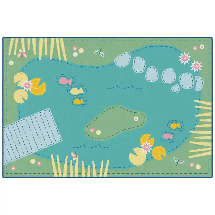 KID$ Value Classroom Rugs™, Tranquil Pond, Rectangle 3' x 4'6" Green