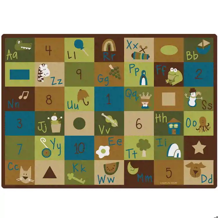 Learning Blocks Classroom Rug, Nature's Colors, Rectangle 4'5" x 5'10"