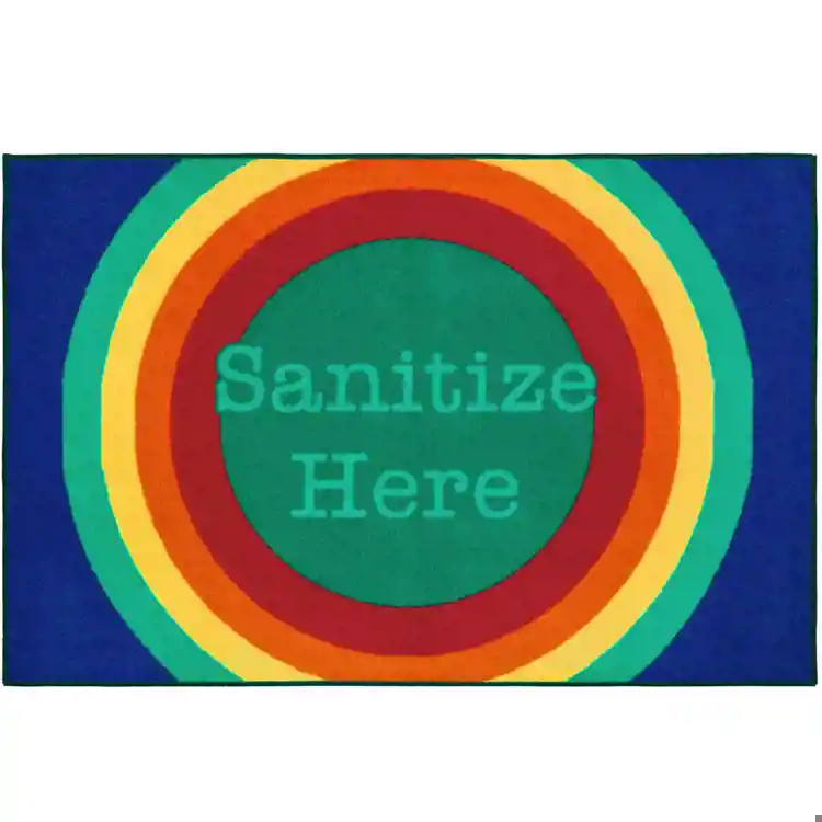 Healthy Habits Collection™ Sanitize Here Mat, Rainbow Dot