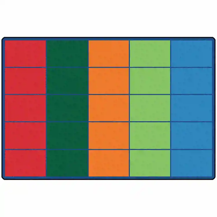 Colorful Rows Seating Classroom Rug, Rectangle 6' x 9' (Seats 25)