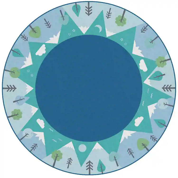 KIDSoft™ Tranquil Mountain Rug, Blue 6' Round