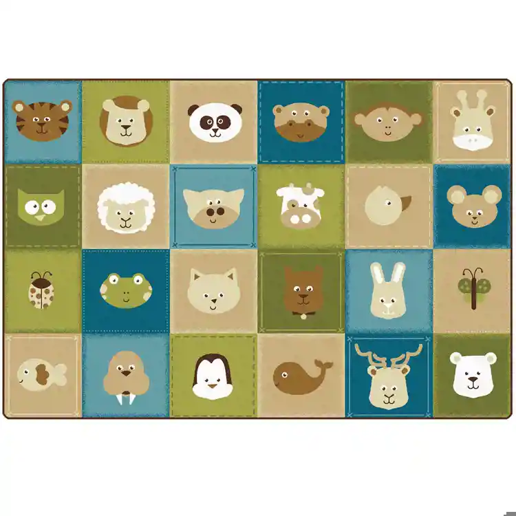 KIDSoft™ Animal Patchwork Rug, Nature Colors, Rectangle 6' x 9'