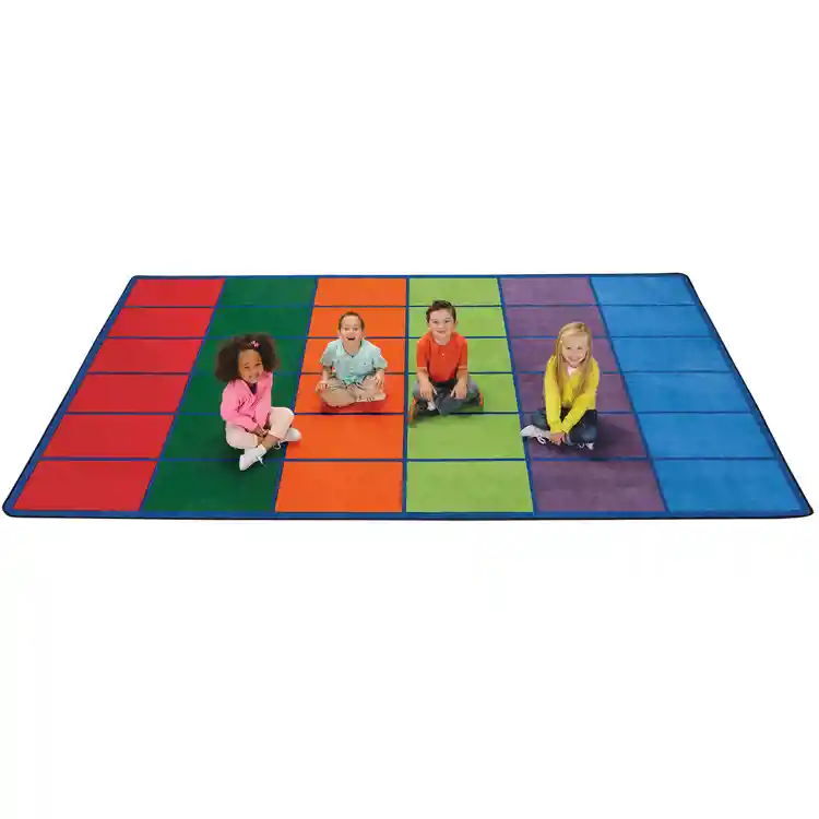 Colorful Rows Seating Classroom Rug, Rectangle 8'4" x 13'4" (Seats 36)