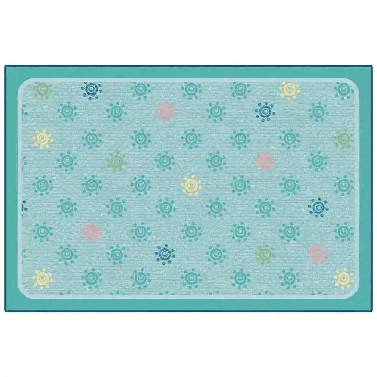 KID$ Value Classroom Rugs™, Sunshine Flowers, Rectangle 4' x 6' Mixed Blue