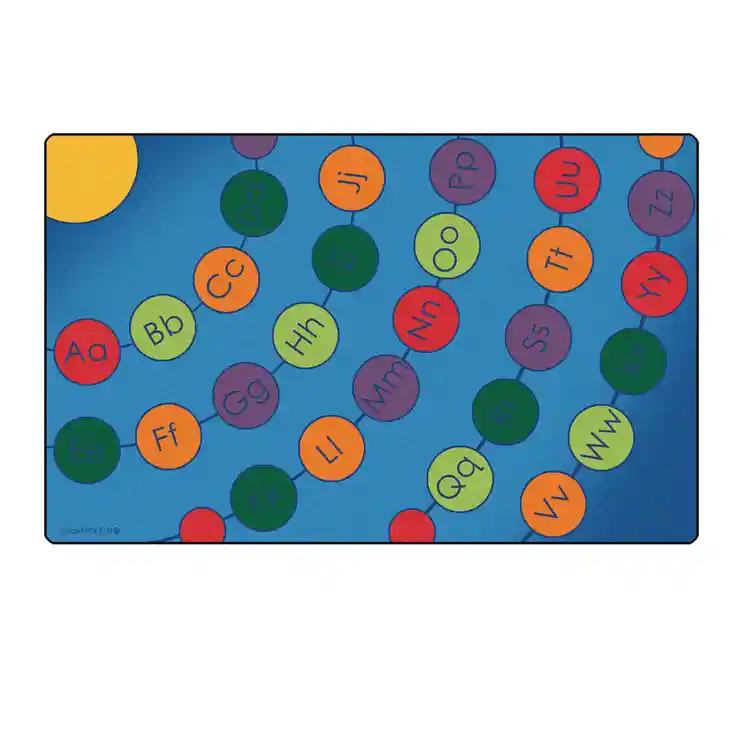 Radiating Alphabet Circles Seating Rug, Rectangle 8'4" x 13'4"