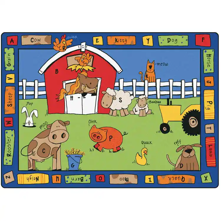 Alphabet Farm Classroom Rug, Rectangle 5'10" x 8'4"