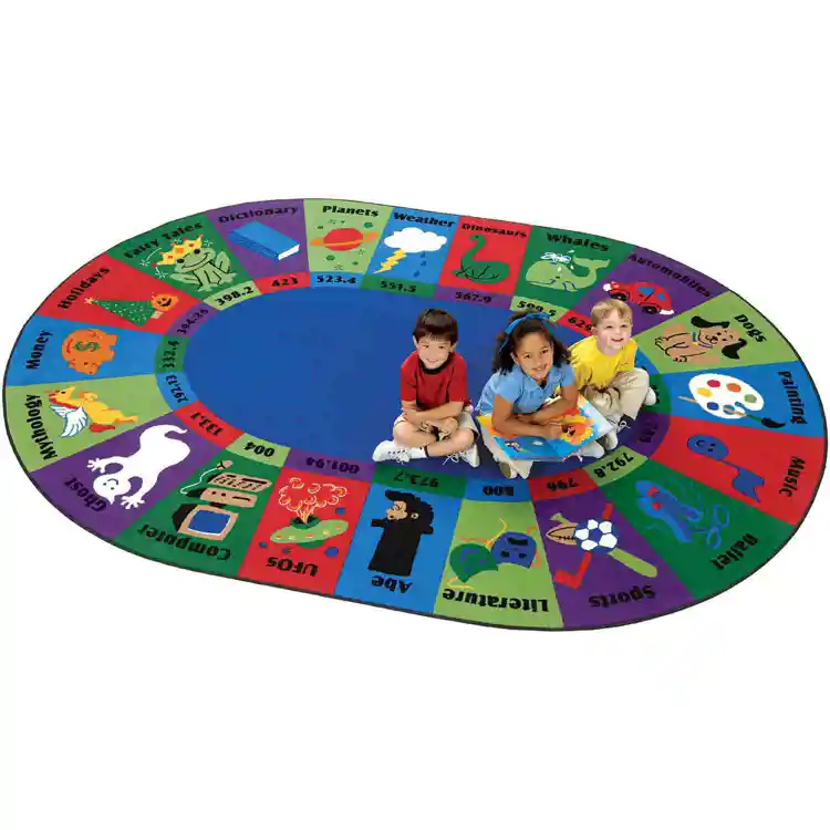 Dewey Decimal Fun Classroom Rug, Oval 8'3" x 11'8"