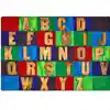 Rustic Wood Literacy Rug Seating Rug, Primary 6' x 9'