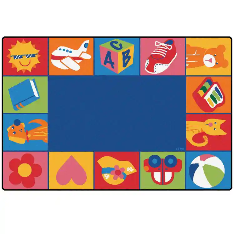 KIDSoft™ Toddler Blocks Classroom Rug, Rectangle 6' x 9'