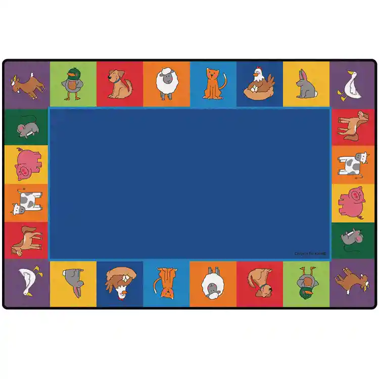 KID$ Value Plus Classroom Rugs™, Farm Animal Seating Rug Rectangle 4' x 6'