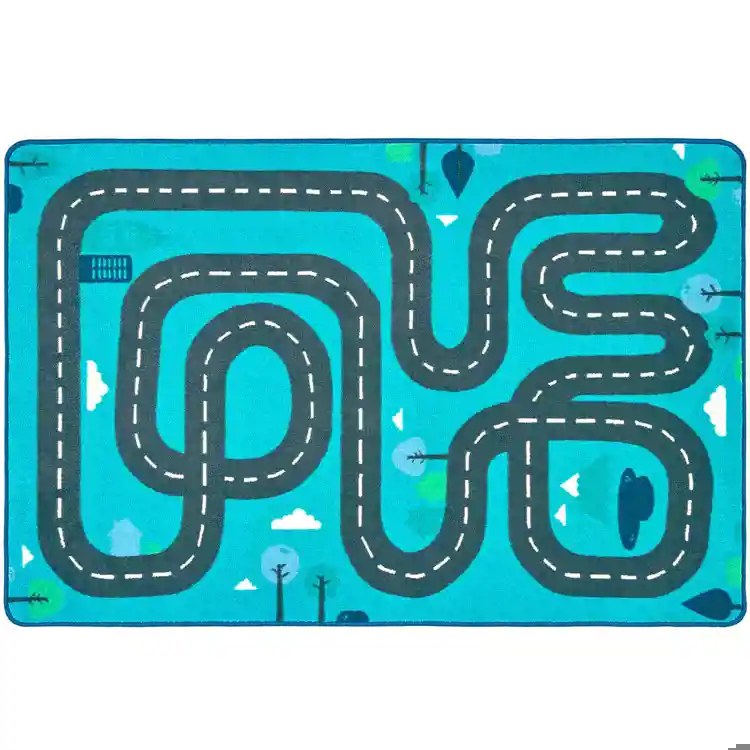 Pixel Perfect™ Tranquil Traveling Road Play Rug, Rectangle 4' x 6'