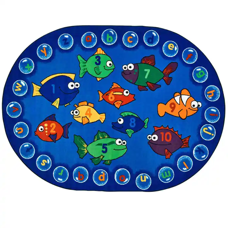 Fishing for Literacy Classroom Rug, Oval 6' x 9'