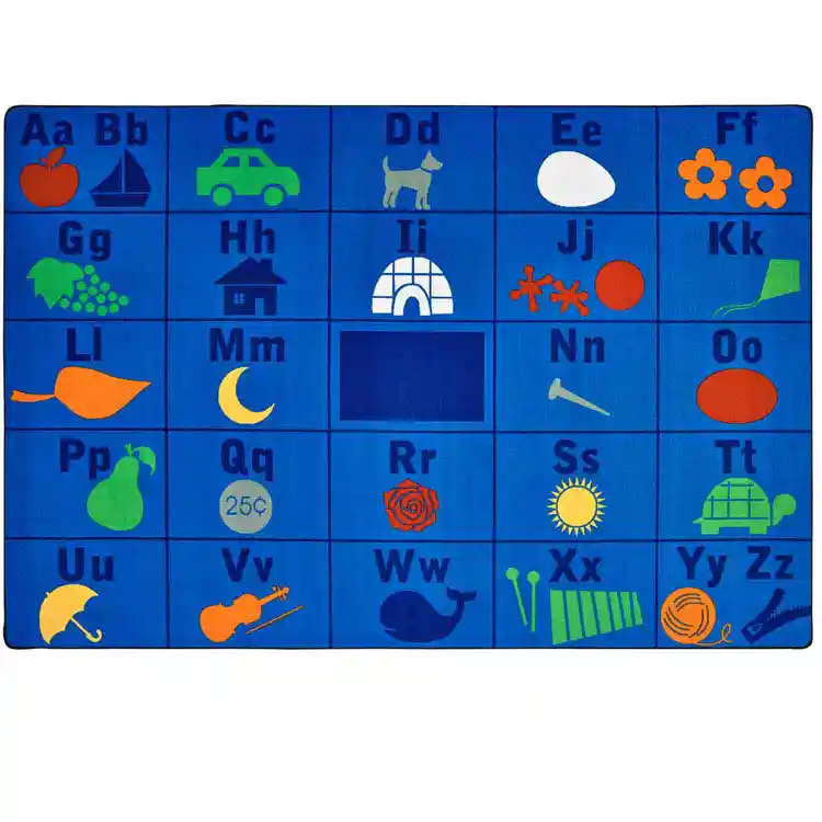 KID$ Value Plus Classroom Rugs™, Alphabet Seating, Rectangle 6' x 9'