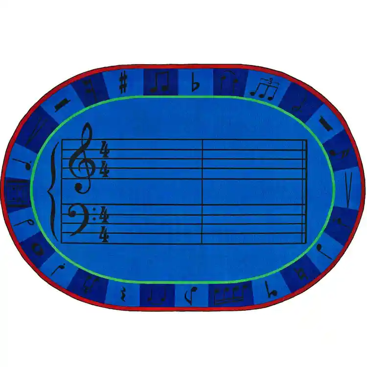 KID$ Value Plus Classroom Rug, A-Sharp Music, Oval 6' x 9'