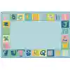 KIDSoft™ Alphabet Blocks Border Classroom Rug, Tranquil Colors, Rectangle 7' 6" x 12'