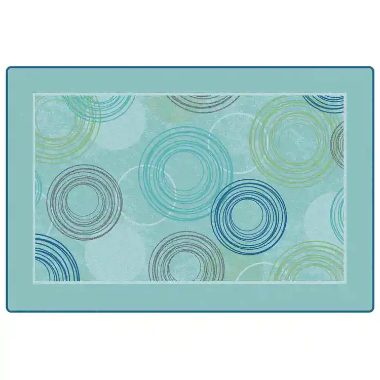 KIDSoft™ Raindrop Ripples Classroom Rug, Rectangle 4' x 6' Blue