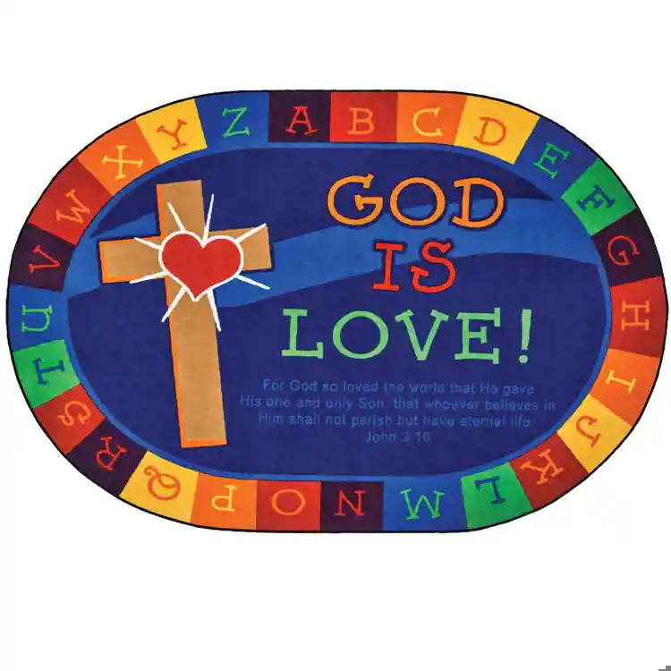 KID$ Value Plus Classroom Rug, God Is Love Learning Oval 8' x 12'