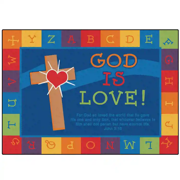 KID$ Value Plus Classroom Rug, God Is Love Learning Rectangle 6' x 9'