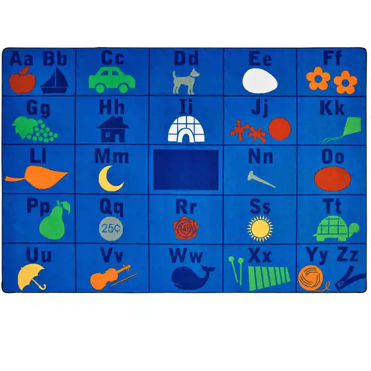 KID$ Value Plus Classroom Rugs™, Alphabet Seating, Rectangle 7' 6" x 12'