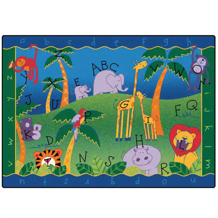 Alphabet Jungle Classroom Rug, Rectangle 5'10" x 8'4"