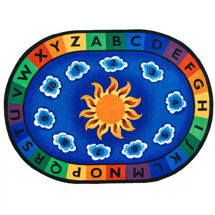 Sunny Day Learn & Play Classroom Rug, Oval 4'5" x 5'10"