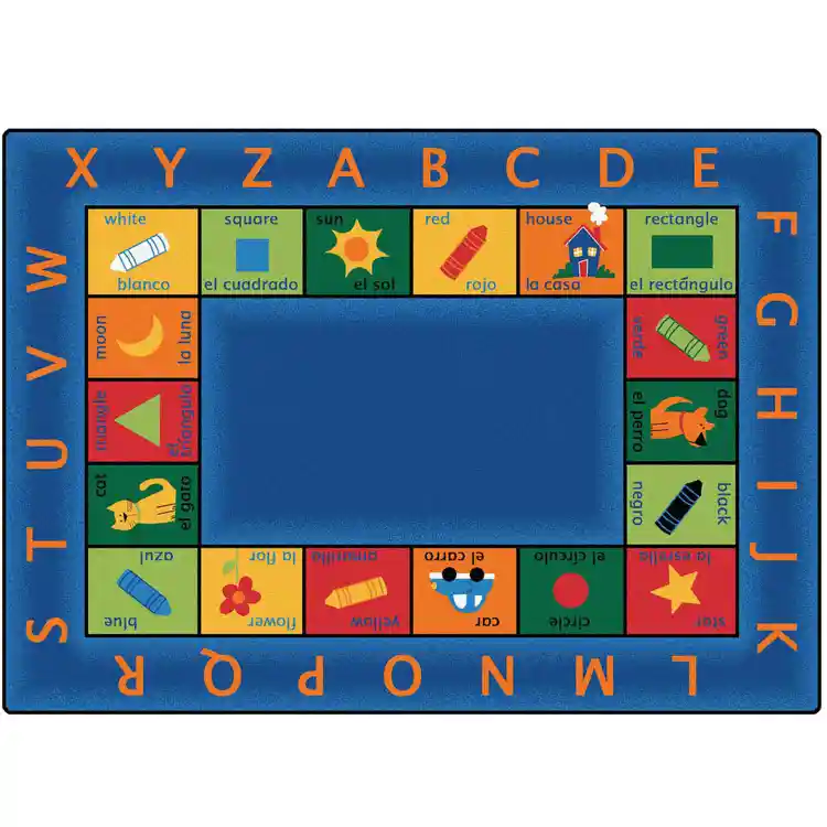 Bilingual Circletime Classroom Rug, Rectangle 5'10" x 8'4"