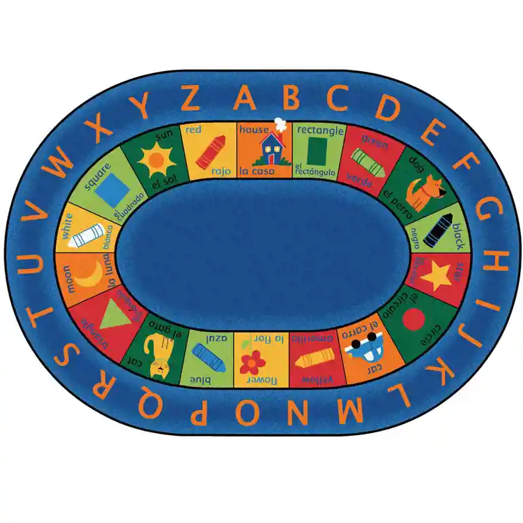 Bilingual Circletime Classroom Rug, Oval 8'3" x 11'8"