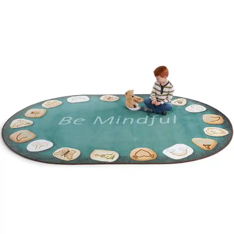 Becker's Be Mindful Rug, Oval 4' x 6' Blue