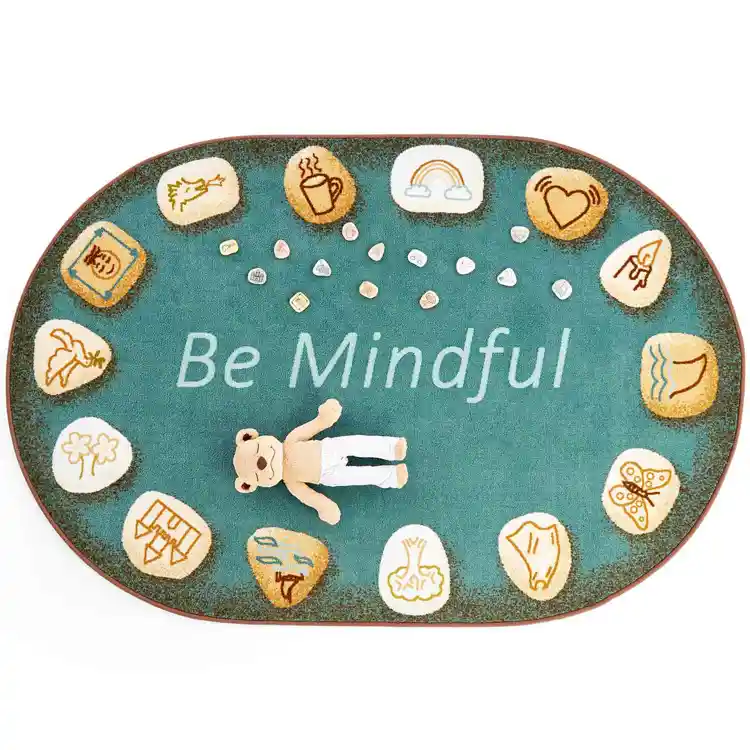 Becker's Be Mindful Rug, Oval 4' x 6' Blue