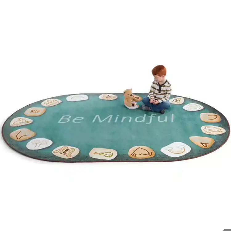 Becker's Be Mindful Rug, Oval 6' x 9' Blue