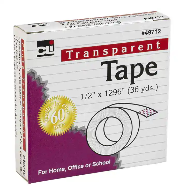 Transparent Tape, ½"W, Single Roll